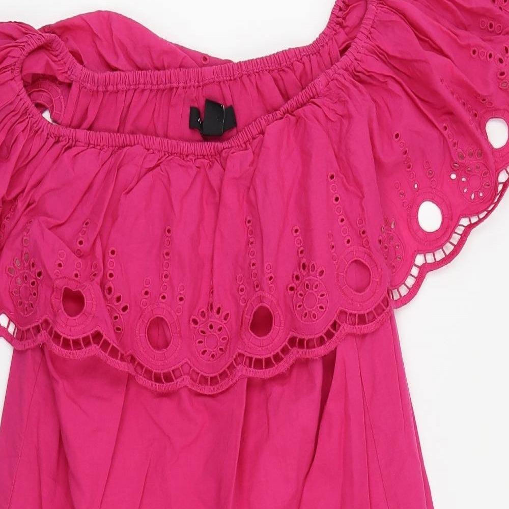 Womens UK Size 10 New Look Pink Basic Blouse