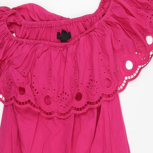 Womens UK Size 10 New Look Pink Basic Blouse