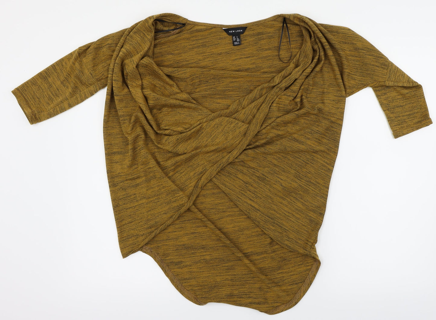 New Look Womens Yellow Herringbone  Wrap Jumper Size 10