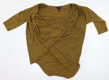 New Look Womens Yellow Herringbone  Wrap Jumper Size 10