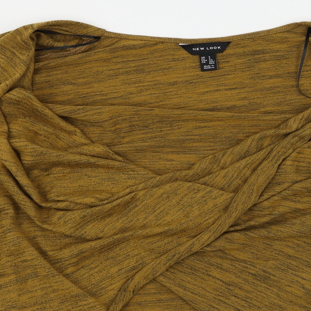 New Look Womens Yellow Herringbone  Wrap Jumper Size 10