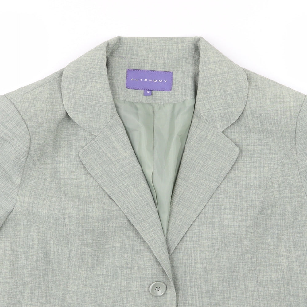 Autonomy Womens Green  Rayon Jacket Suit Jacket Size 18