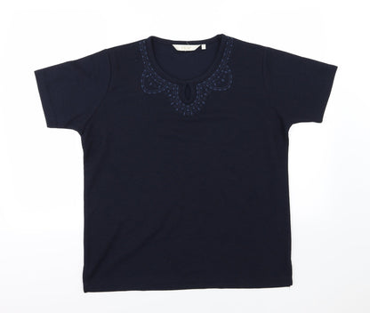 EWM Womens Blue  Knit Basic T-Shirt Size M