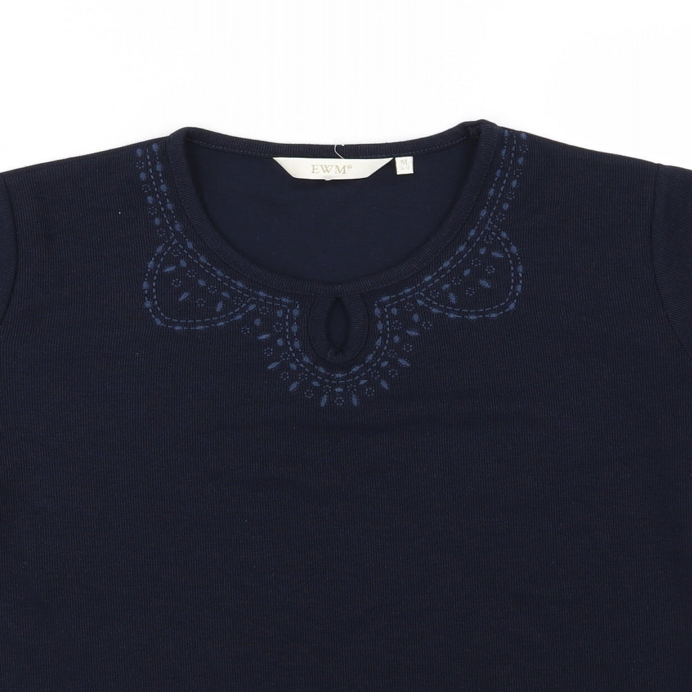 EWM Womens Blue  Knit Basic T-Shirt Size M