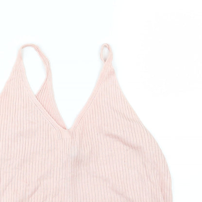 Divided by H&M Womens Pink  Knit Cropped Tank Size L