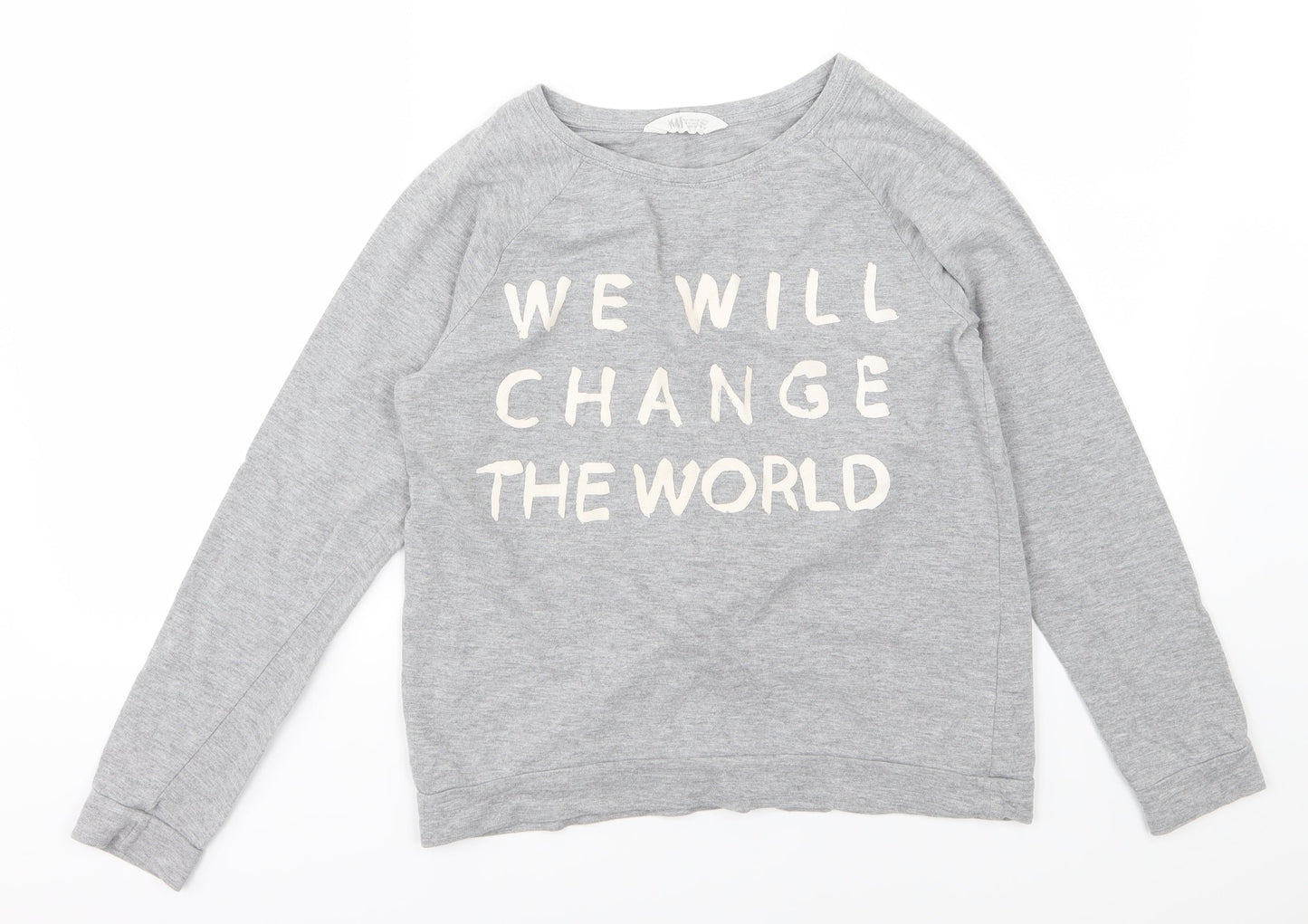 H&M Girls Grey  Jersey Pullover Sweatshirt Size 12-13 Years  - Slogan