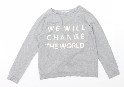 H&M Girls Grey  Jersey Pullover Sweatshirt Size 12-13 Years  - Slogan