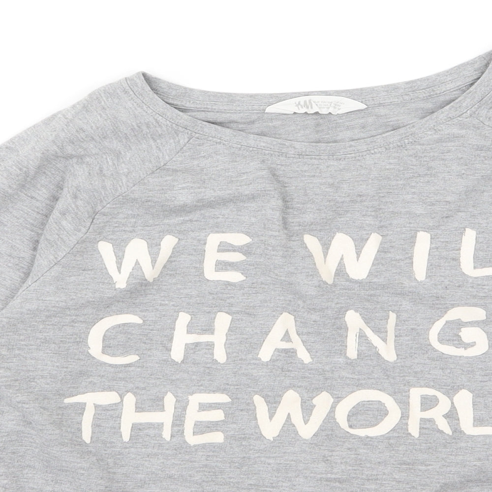 H&M Girls Grey  Jersey Pullover Sweatshirt Size 12-13 Years  - Slogan