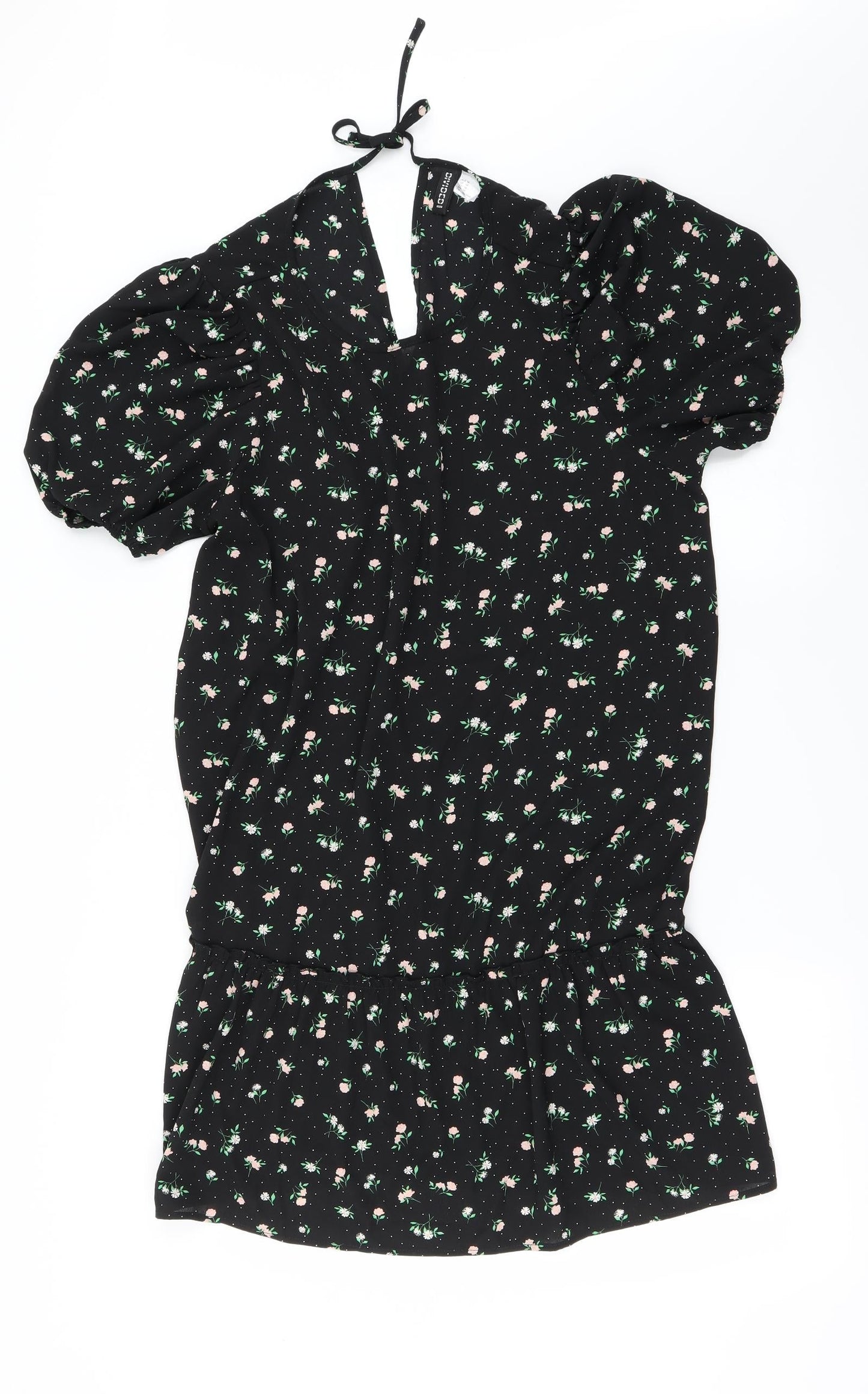 Nutmeg Womens Black Floral  Basic T-Shirt Size M