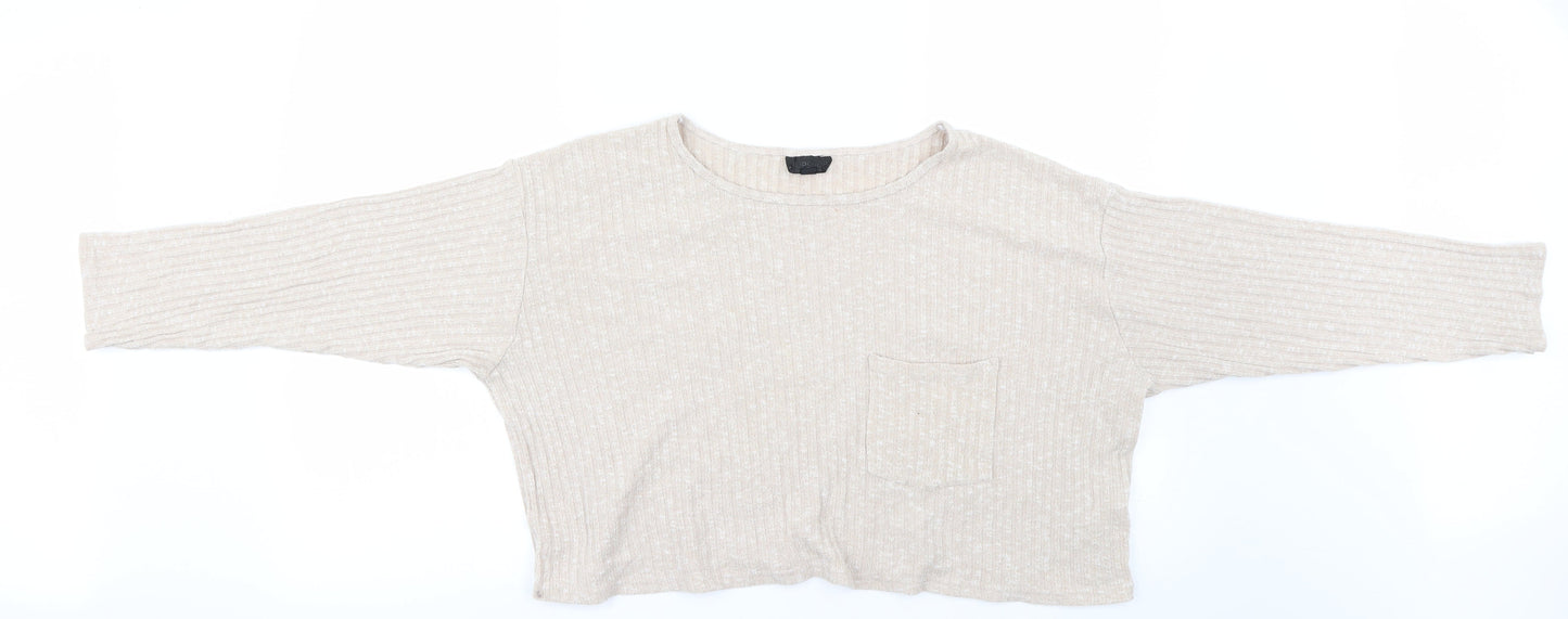 Womens UK Size 12 Topshop Beige Basic T-Shirt