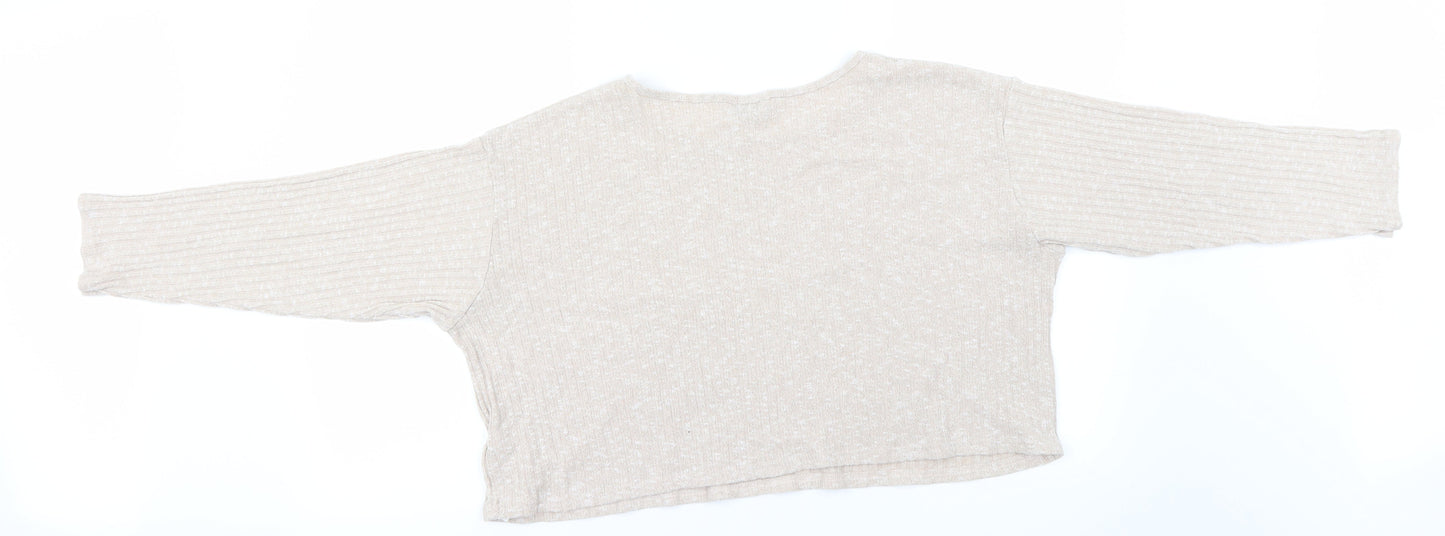 Womens UK Size 12 Topshop Beige Basic T-Shirt
