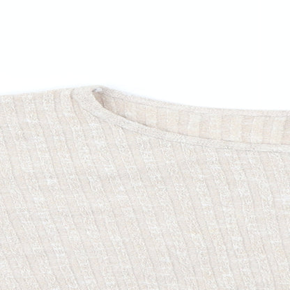 Womens UK Size 12 Topshop Beige Basic T-Shirt