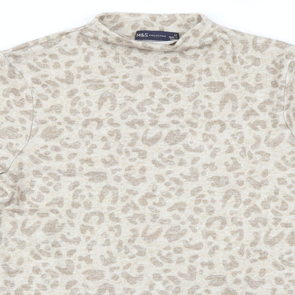 Marks and Spencer Womens Beige Animal Print  Basic T-Shirt Size 12