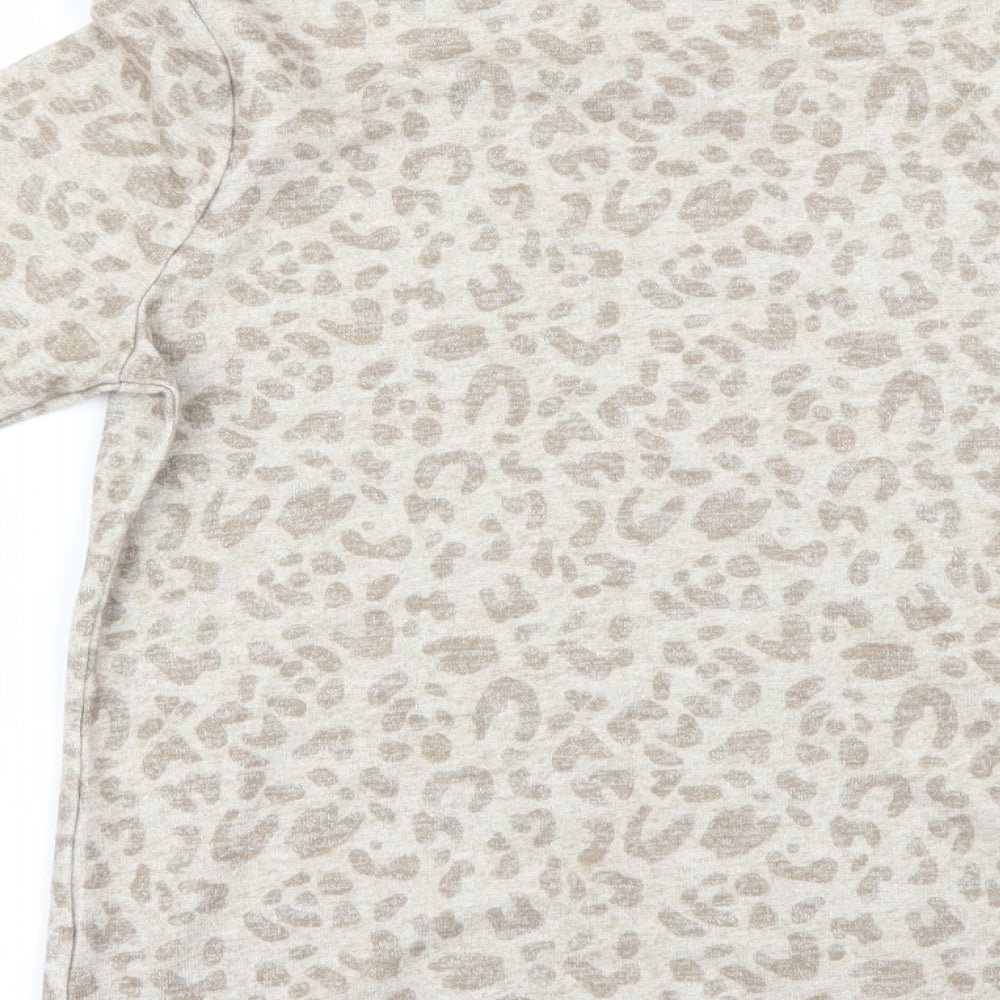 Marks and Spencer Womens Beige Animal Print  Basic T-Shirt Size 12