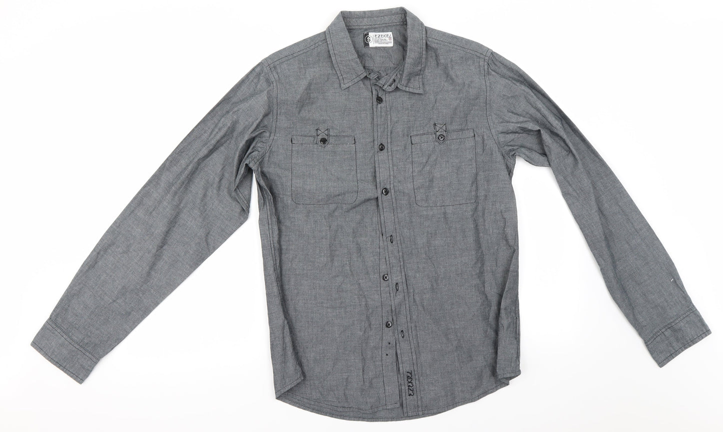 Mens UK Size S Preworn Grey  Button-Up Long Sleeve Casual Shirt