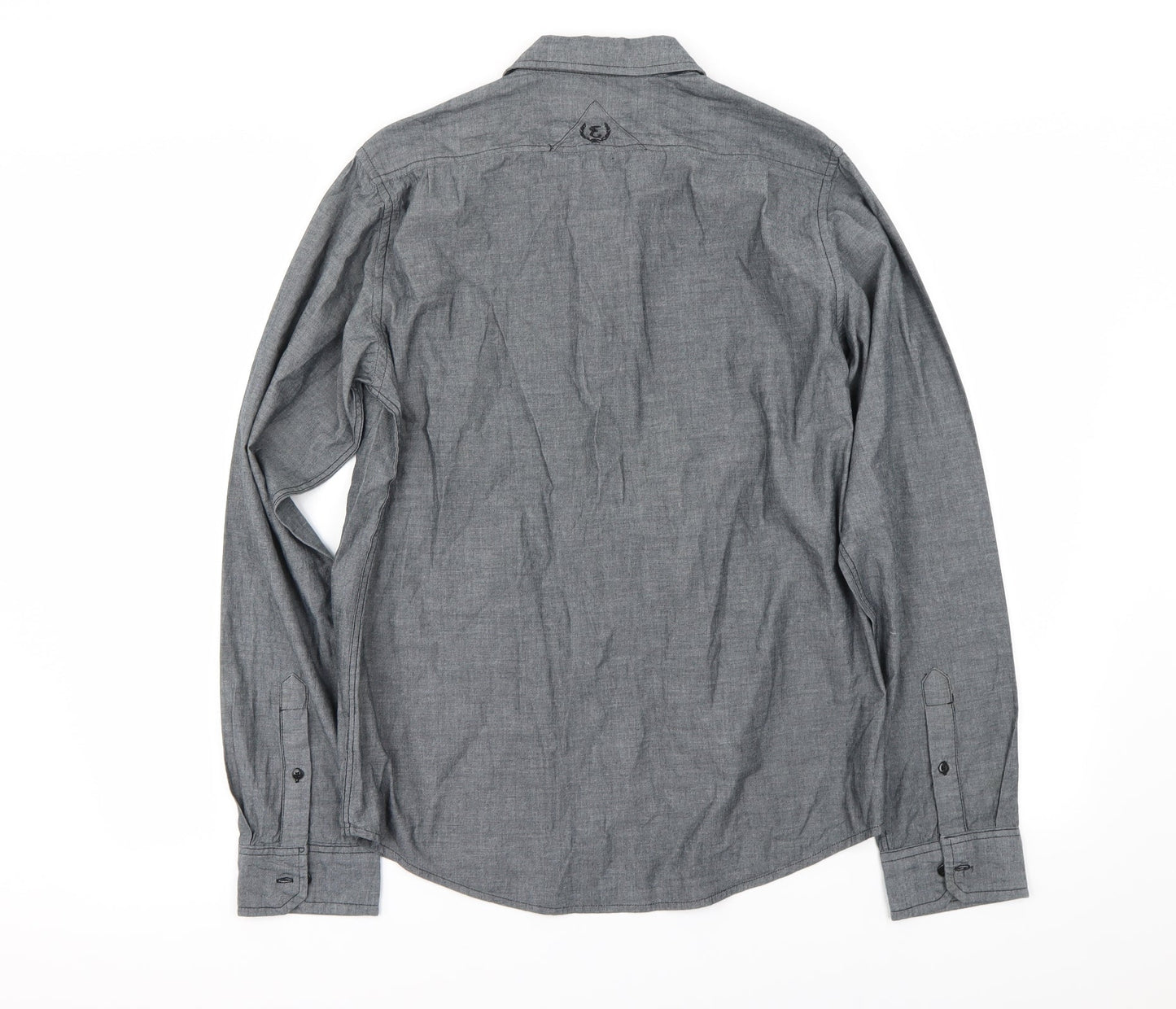 Mens UK Size S Preworn Grey  Button-Up Long Sleeve Casual Shirt