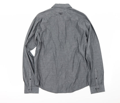 Mens UK Size S Preworn Grey  Button-Up Long Sleeve Casual Shirt