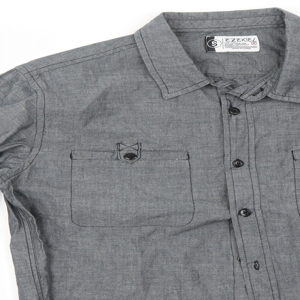 Mens UK Size S Preworn Grey  Button-Up Long Sleeve Casual Shirt