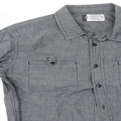 Mens UK Size S Preworn Grey  Button-Up Long Sleeve Casual Shirt