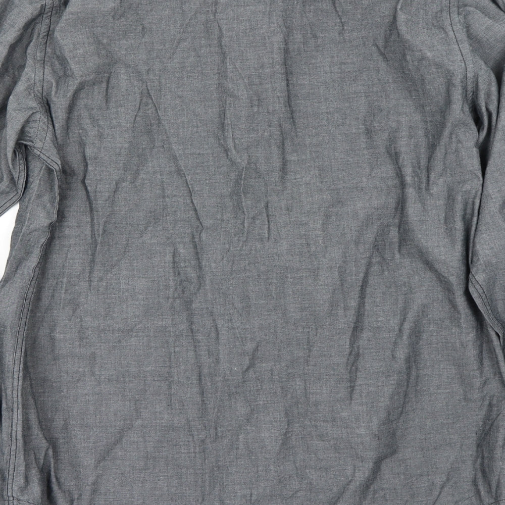 Mens UK Size S Preworn Grey  Button-Up Long Sleeve Casual Shirt