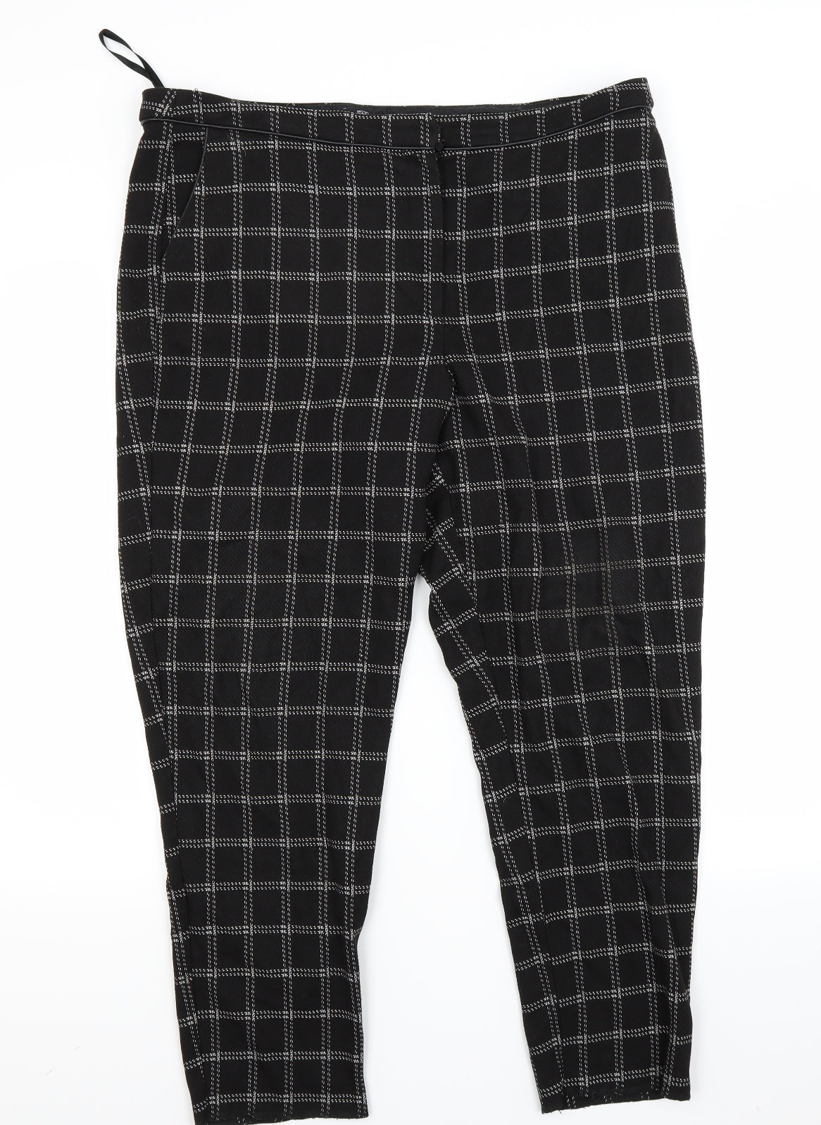 F&F Womens Black Check  Trousers  Size 18 L24 in