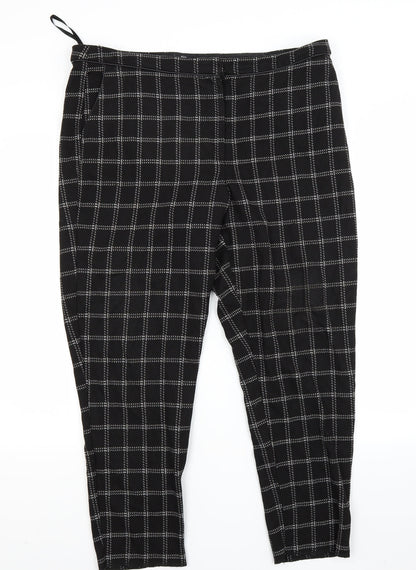 F&F Womens Black Check  Trousers  Size 18 L24 in