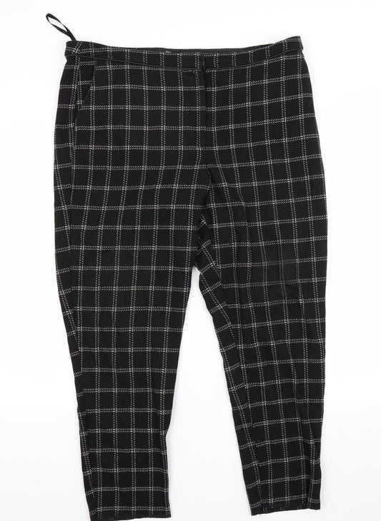 F&F Womens Black Check  Trousers  Size 18 L24 in
