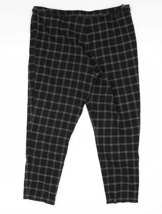F&F Womens Black Check  Trousers  Size 18 L24 in