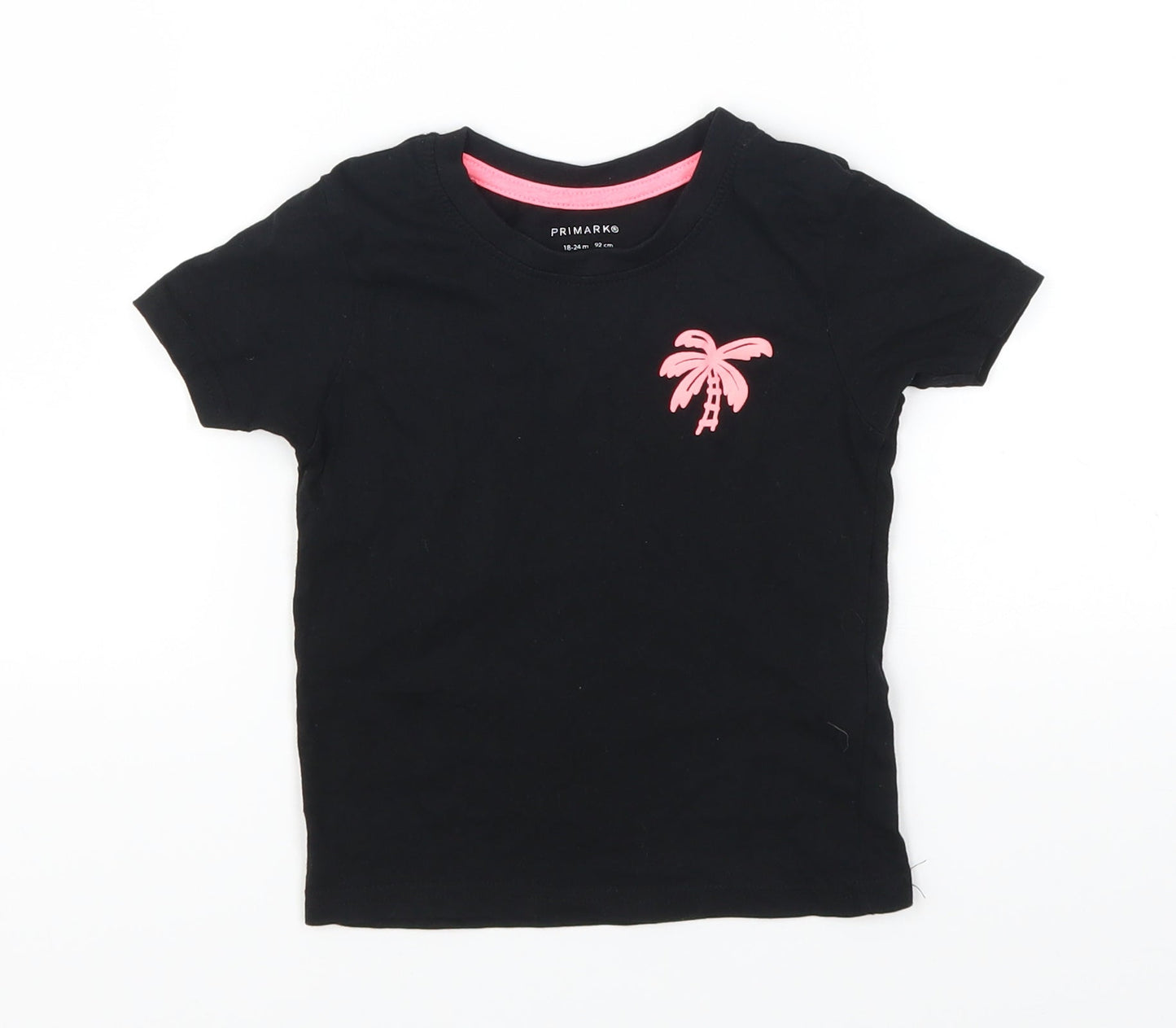 Primark Girls Black   Basic T-Shirt Size 18-24 Months  - Palm Tree