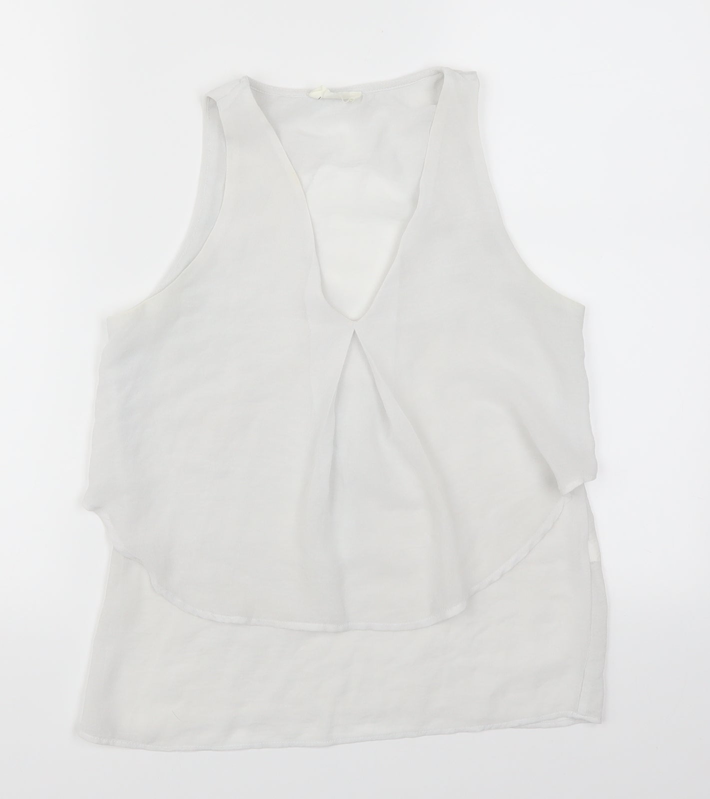 Womens UK Size S Zara White Basic Tank