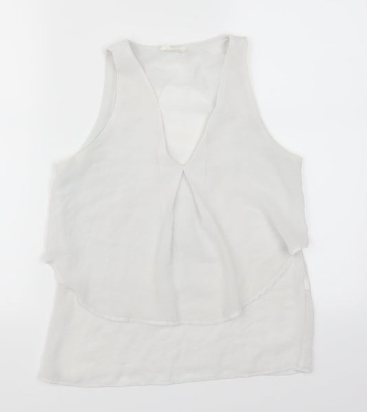 Womens UK Size S Zara White Basic Tank