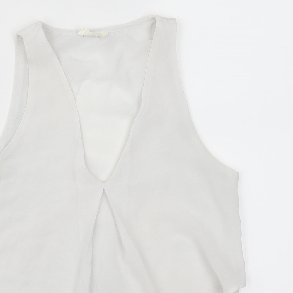Womens UK Size S Zara White Basic Tank