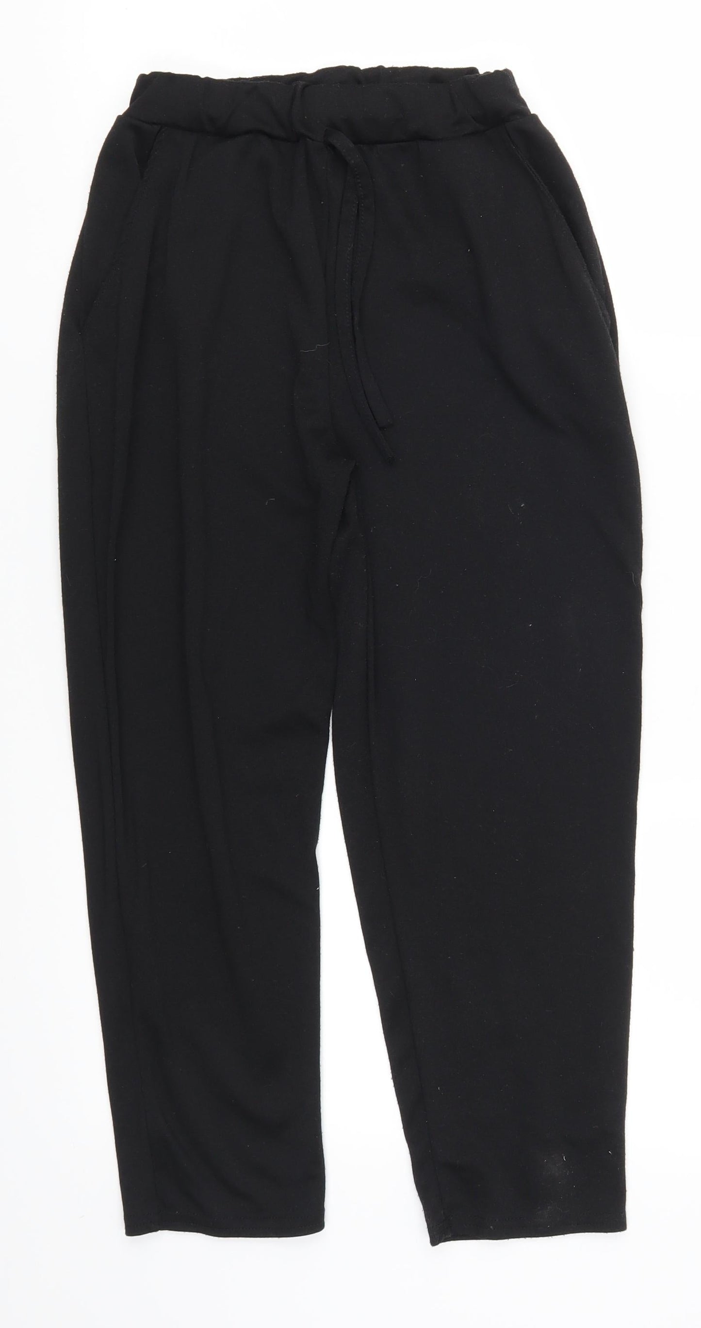 Womens UK Size S Preworn Regular Fit Sweatpants Black Trousers