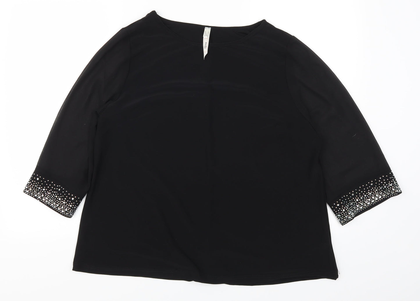 Womens UK Size 14 Stella Black Basic T-Shirt