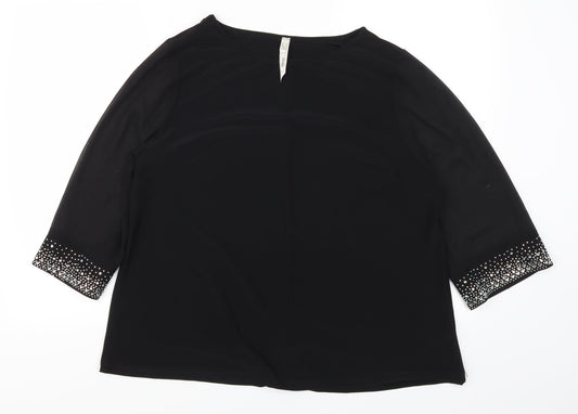 Womens UK Size 14 Stella Black Basic T-Shirt