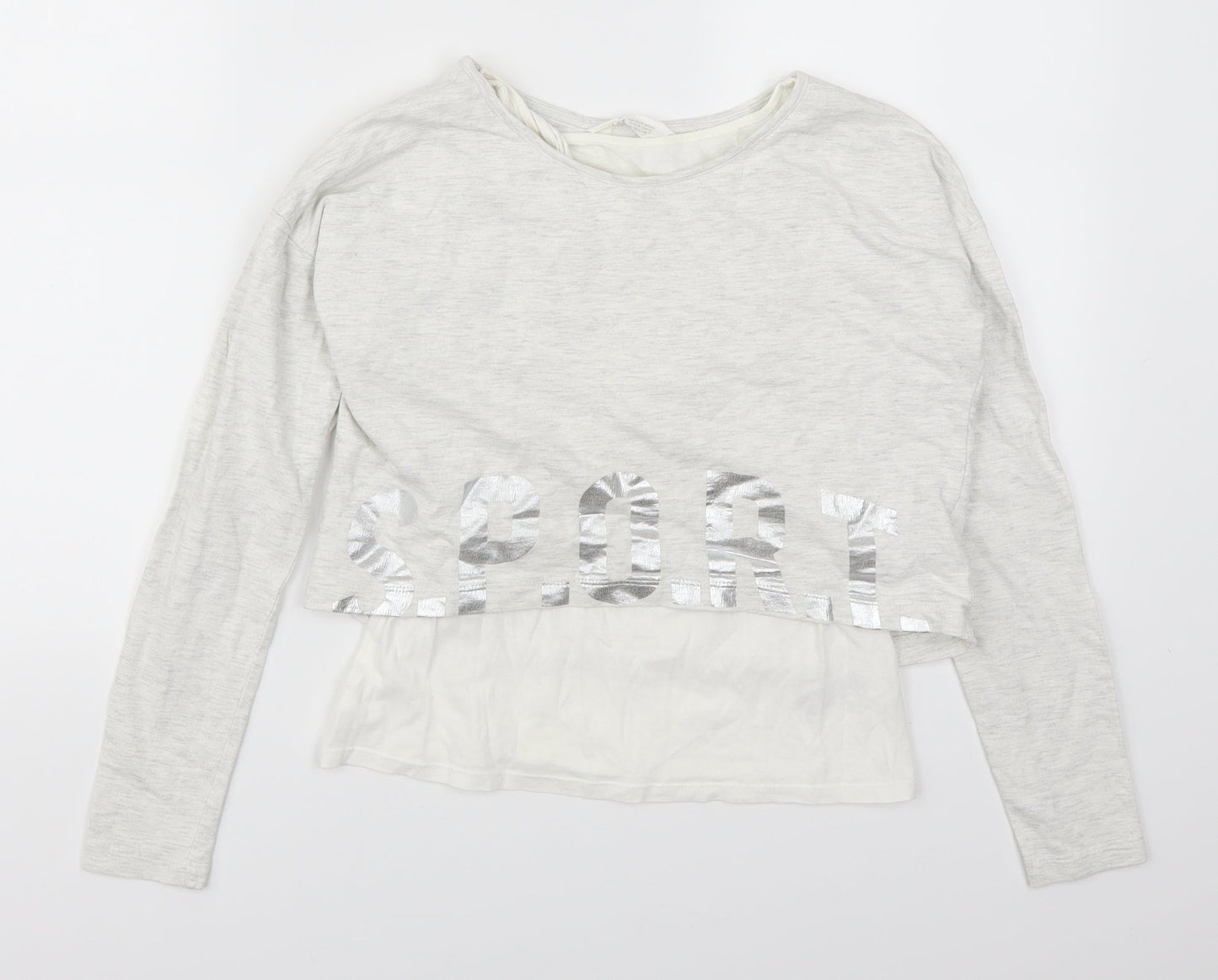 H&M Girls Grey   Pullover Sweatshirt Size 11-12 Years  - Sport