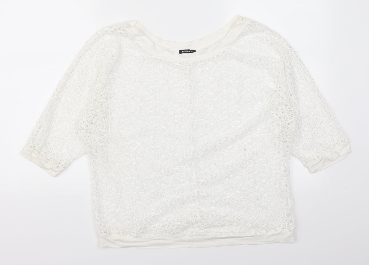 Roman Womens White   Pullover Jumper Size 12