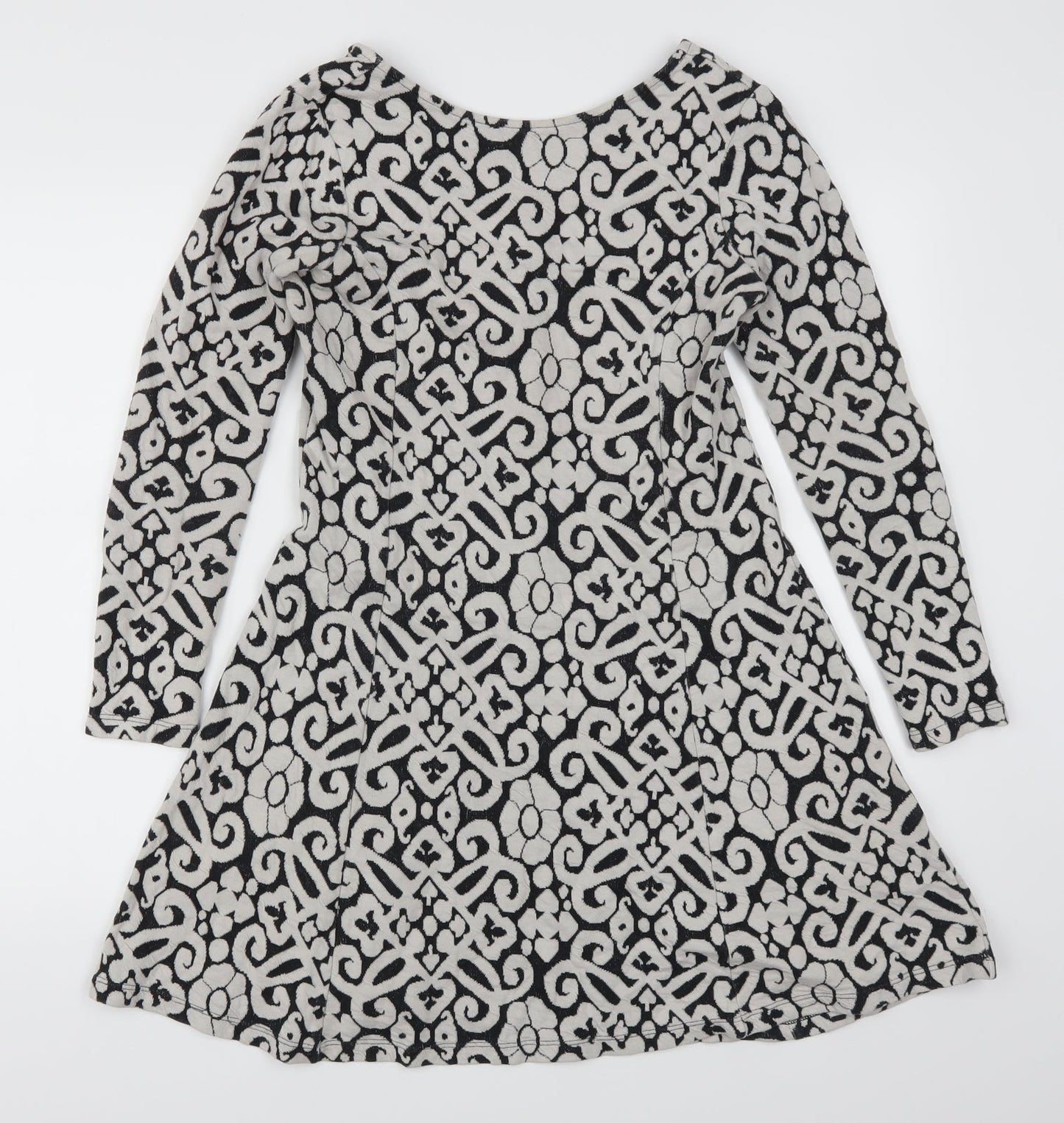 Marks and Spencer Womens Grey Geometric  Skater Dress  Size 8
