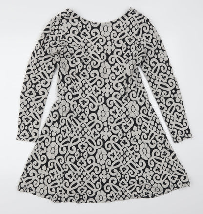 Marks and Spencer Womens Grey Geometric  Skater Dress  Size 8