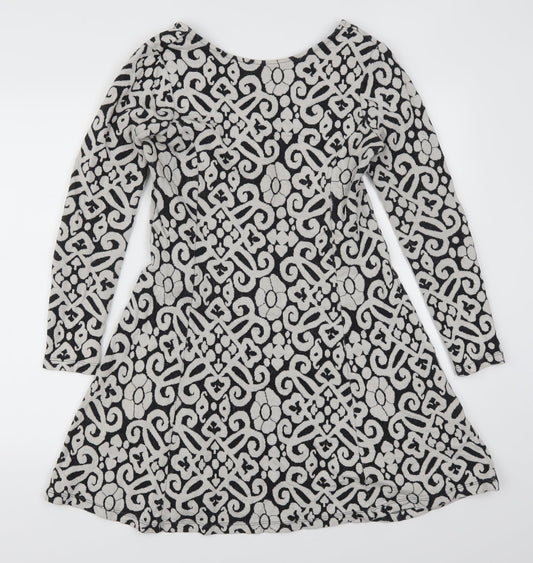 Marks and Spencer Womens Grey Geometric  Skater Dress  Size 8