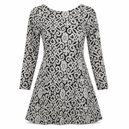 Marks & Spencer Womens Grey Geometric  Skater Dress  Size 8