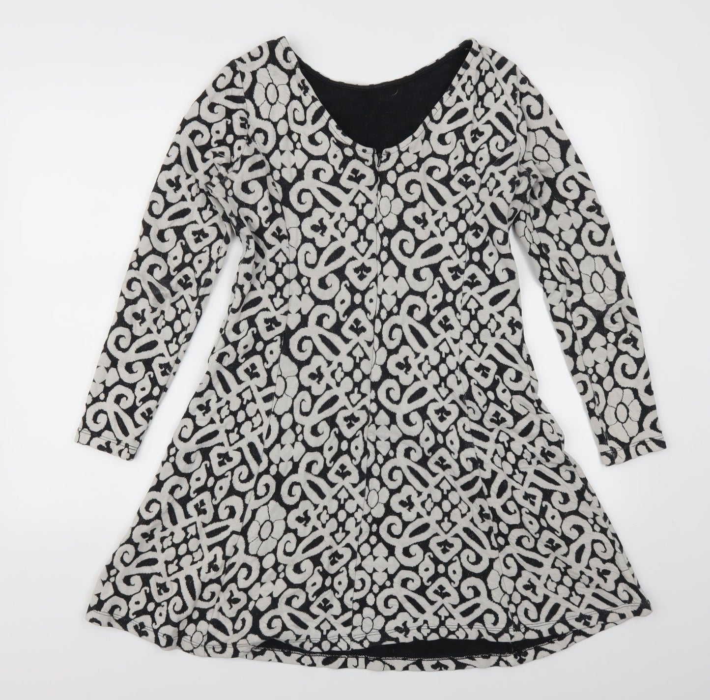 Marks and Spencer Womens Grey Geometric  Skater Dress  Size 8