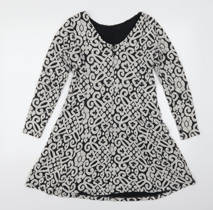 Marks and Spencer Womens Grey Geometric  Skater Dress  Size 8