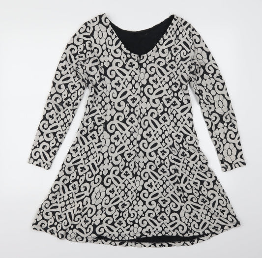 Marks and Spencer Womens Grey Geometric  Skater Dress  Size 8