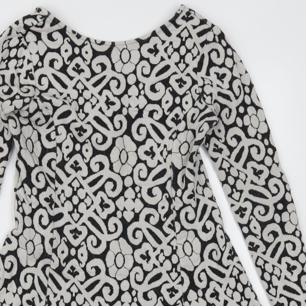 Marks and Spencer Womens Grey Geometric  Skater Dress  Size 8