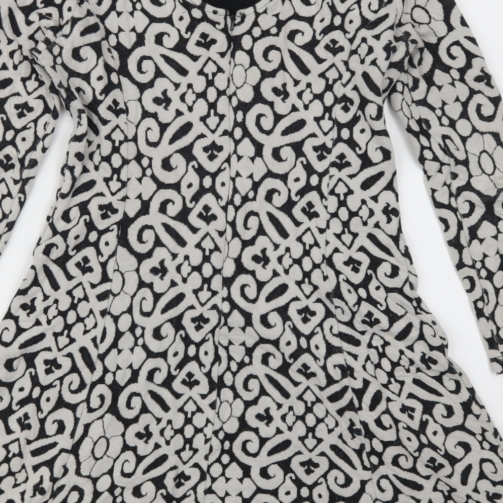 Marks and Spencer Womens Grey Geometric  Skater Dress  Size 8