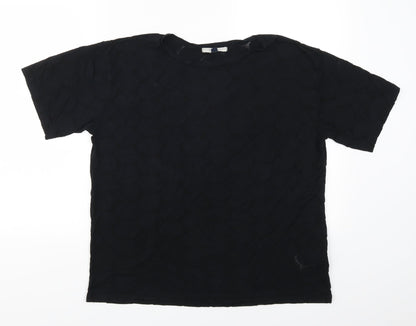 Blonde + Blonde Womens Black Polka Dot  Basic T-Shirt Size 12