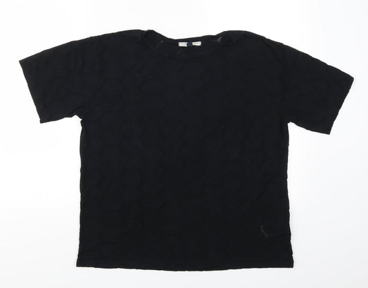 Blonde + Blonde Womens Black Polka Dot  Basic T-Shirt Size 12