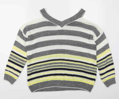 F&F Womens Yellow Striped  Pullover Jumper Size 12
