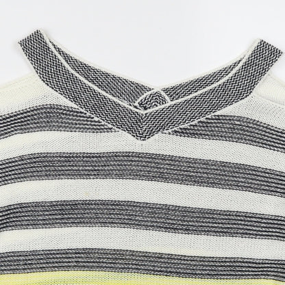 F&F Womens Yellow Striped  Pullover Jumper Size 12